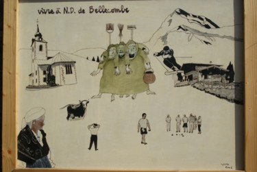 Peinture intitulée "Vivre à Bellecombe" par Yves André, Œuvre d'art originale, Encre