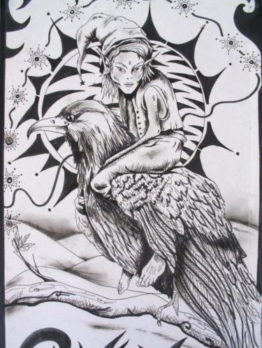 Dessin intitulée "l'aigle" par Asil, Œuvre d'art originale