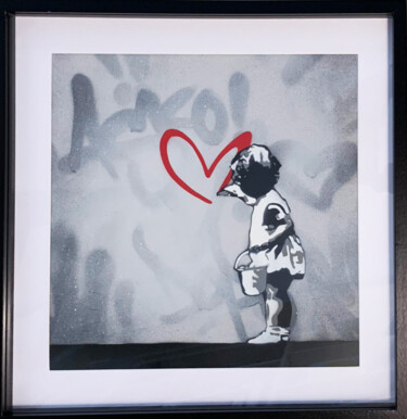 Painting titled "Spread The Love" by Asko, Original Artwork, Acrylic Mounted on Wood Stretcher frame