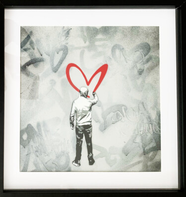 Schilderij getiteld "Love Asko" door Asko, Origineel Kunstwerk, Acryl Gemonteerd op Frame voor houten brancard