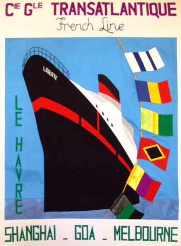 Textielkunst getiteld "L'invitation au voy…" door Jean Pierre Avonts-Saint-Lager, Origineel Kunstwerk, Stof