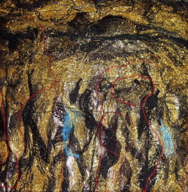 Art textile intitulée "Ombres dansant 2" par Jean Pierre Avonts-Saint-Lager, Œuvre d'art originale, Tissu