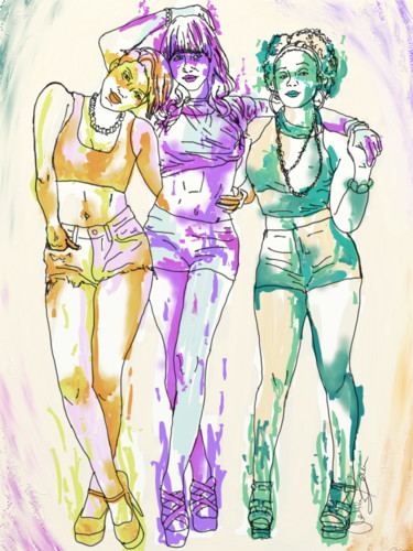 Digital Arts titled "The Ladies" by Ashley Spencer, Original Artwork, Digital Painting