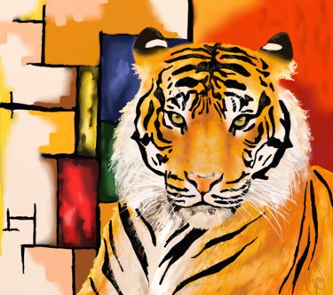 Digital Arts titled "Soul of the Tiger" by Ashley Spencer, Original Artwork, Digital Painting