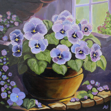 Malarstwo zatytułowany „Violets” autorstwa Asya Ignatova, Oryginalna praca, Akryl