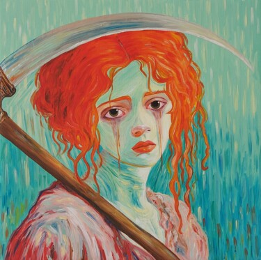 Pintura intitulada "La mort" por Astrid Honoré, Obras de arte originais, Acrílico Montado em Armação em madeira