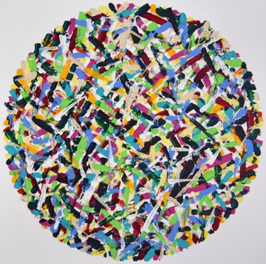 Картина под названием "Scraped Dot #2" - Astrid Stoeppel, Подлинное произведение искусства, Акрил Установлен на Деревянная р…