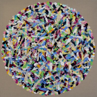Ζωγραφική με τίτλο "Scraped Dot #3" από Astrid Stoeppel, Αυθεντικά έργα τέχνης, Ακρυλικό Τοποθετήθηκε στο Ξύλινο φορείο σκελ…