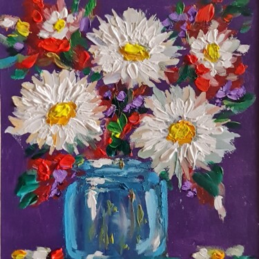 Pittura intitolato "Daisy wildflowers o…" da Atalia, Opera d'arte originale, Olio