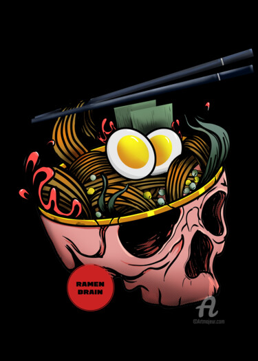 Arte digitale intitolato "Ramen Brain" da Atanas Popovski, Opera d'arte originale, Lavoro digitale 2D