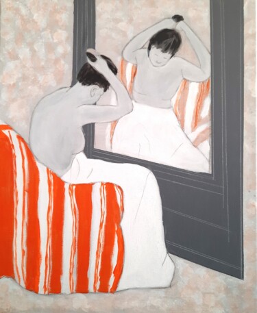 Peinture intitulée "Suzie - Gris et cou…" par Atelier Linea, Œuvre d'art originale, Acrylique