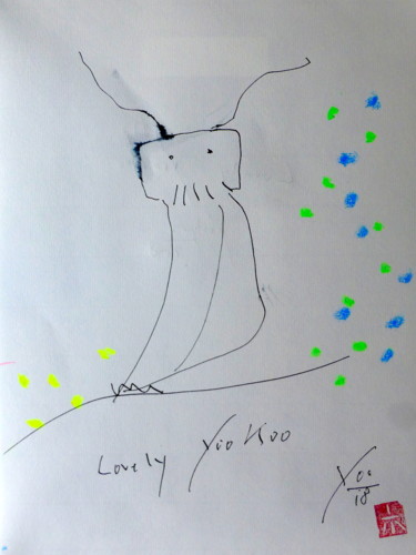 Painting titled "Lovely YooKoo" by Yoolyus, Original Artwork, Watercolor