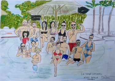 Drawing titled "LA TEAM OPTIMMO Nik…" by Dädou, Original Artwork, Ballpoint pen