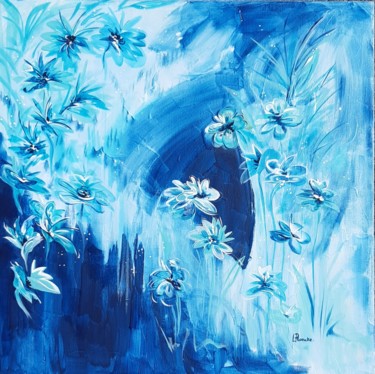 Peinture intitulée "FLEURS BLEUES" par Lucile Plancke Delassus, Œuvre d'art originale, Acrylique Monté sur Châssis en bois