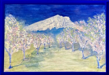 Malarstwo zatytułowany „les amandiers de Pr…” autorstwa Pascale Kuentz, Oryginalna praca, Pigmenty Zamontowany na Drewniana…