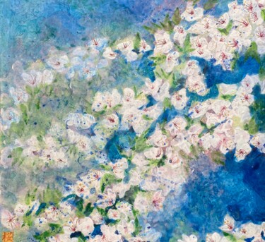 Картина под названием "Sakuras acidulés, 5…" - Pascale Kuentz, Подлинное произведение искусства, Пигменты Установлен на Дере…