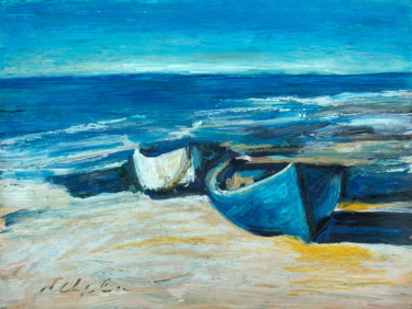 Peinture intitulée "Barques de pêche 1" par Nathalia Chipilova, Œuvre d'art originale, Acrylique