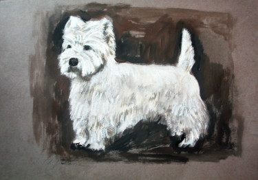 Картина под названием "Terrier west highla…" - Nathalia Chipilova, Подлинное произведение искусства, Акрил