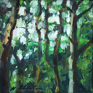 Painting titled "Into the wood 3" by Nathalia Chipilova, Original Artwork, Acrylic