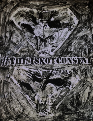 Pintura intitulada "This is not consent" por Nathalia Chipilova, Obras de arte originais, Acrílico