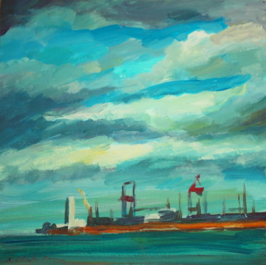 Peinture intitulée "Port, Odessa" par Nathalia Chipilova, Œuvre d'art originale, Acrylique
