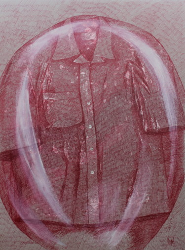 Drawing titled "Red Bubble Shirt" by Nathalia Chipilova, Original Artwork, Ballpoint pen