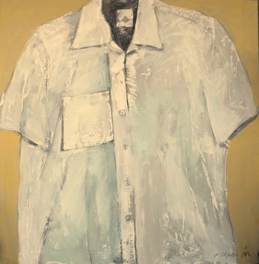 Malerei mit dem Titel "White shirt on gold" von Nathalia Chipilova, Original-Kunstwerk, Acryl