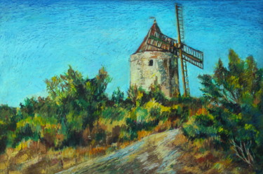 Painting titled "Moulin de Paillas" by Nathalia Chipilova, Original Artwork, Gouache