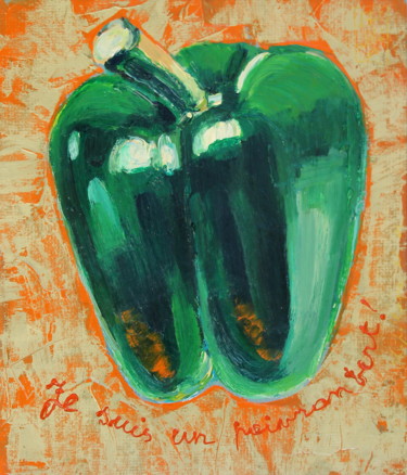 Painting titled "Je suis poivron vert" by Nathalia Chipilova, Original Artwork, Acrylic
