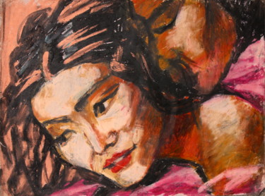Dessin intitulée "Le baiser 2" par Nathalia Chipilova, Œuvre d'art originale, Pastel