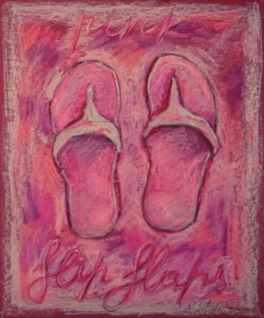 Schilderij getiteld "Pink Flip flops" door Nathalia Chipilova, Origineel Kunstwerk, Acryl