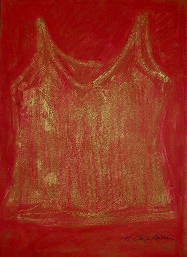 Schilderij getiteld "Gold Red Undershirt…" door Nathalia Chipilova, Origineel Kunstwerk, Acryl