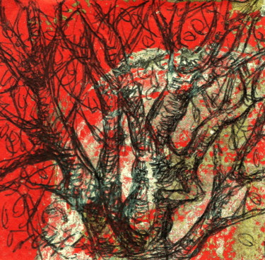 Disegno intitolato "Winter Tree , 7x7cm" da Nathalia Chipilova, Opera d'arte originale, Biro