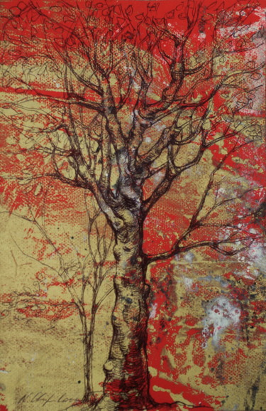 Drawing titled "Autumn tree, Leonar…" by Nathalia Chipilova, Original Artwork, Acrylic