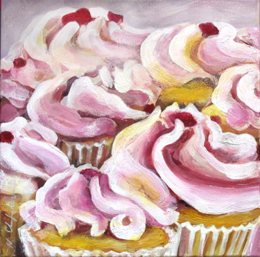 Malerei mit dem Titel "Cup Cakes 1" von Nathalia Chipilova, Original-Kunstwerk, Acryl Auf Keilrahmen aus Holz montiert