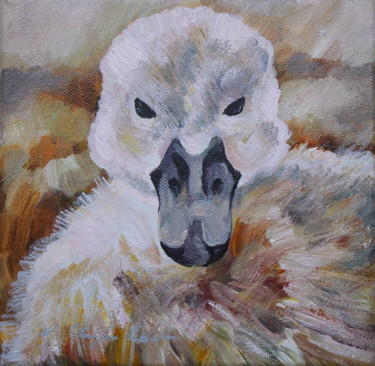 Painting titled "Bébé Cygne" by Nathalia Chipilova, Original Artwork, Acrylic