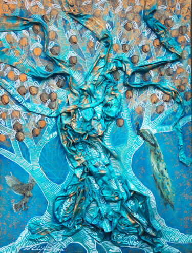 Pintura intitulada "Jardin des Hespérid…" por Nathalia Chipilova, Obras de arte originais, Acrílico Montado em Armação em ma…