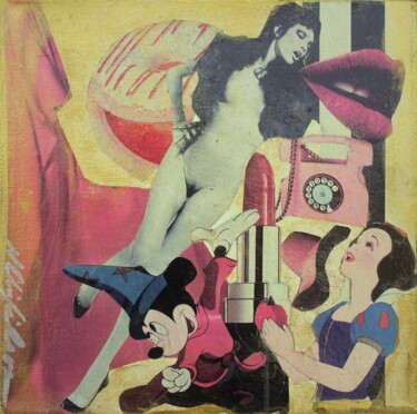 Collages intitulée "Blanche Neige" par Nathalia Chipilova, Œuvre d'art originale, Acrylique Monté sur Châssis en bois