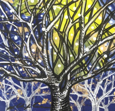 Pittura intitolato "Magic Cobalt Garden…" da Nathalia Chipilova, Opera d'arte originale, Acrilico