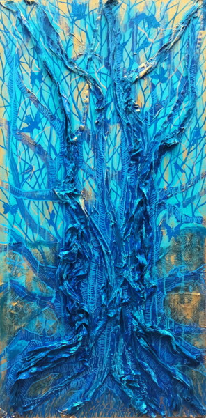 Schilderij getiteld "Blue Tree of Life" door Nathalia Chipilova, Origineel Kunstwerk, Acryl