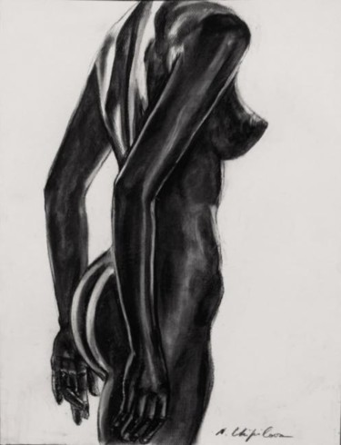 Peinture intitulée "Black nude" par Nathalia Chipilova, Œuvre d'art originale, Fusain