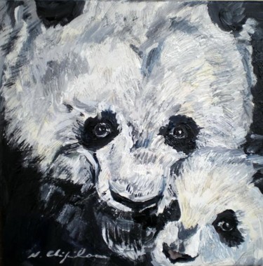 제목이 "Panda mère et son f…"인 미술작품 Nathalia Chipilova로, 원작, 아크릴