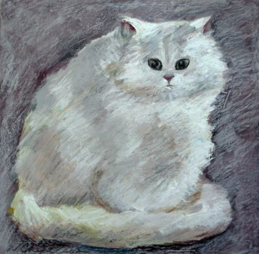 Peinture intitulée "Chat blanc" par Nathalia Chipilova, Œuvre d'art originale, Acrylique