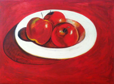 Peinture intitulée "Trois pommes" par Nathalia Chipilova, Œuvre d'art originale, Acrylique