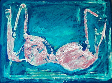 Painting titled "Soutien-gorge bleu" by Nathalia Chipilova, Original Artwork, Acrylic