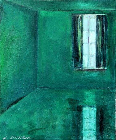 Schilderij getiteld "Chambre verte" door Nathalia Chipilova, Origineel Kunstwerk, Olie