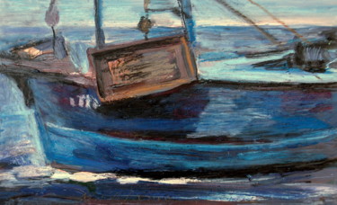 Painting titled "Bateau de pêche" by Nathalia Chipilova, Original Artwork, Acrylic