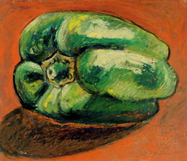 Peinture intitulée "Poivron vert" par Nathalia Chipilova, Œuvre d'art originale, Gouache