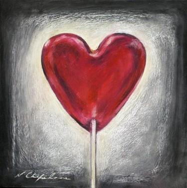 Peinture intitulée "Sucette coeur 2" par Nathalia Chipilova, Œuvre d'art originale, Huile