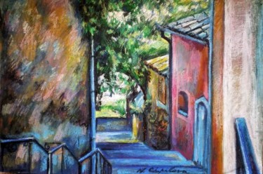 Peinture intitulée "Roquebrune sur Arge…" par Nathalia Chipilova, Œuvre d'art originale, Huile Monté sur Carton